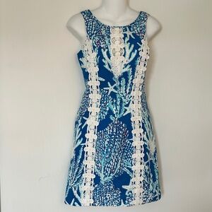 Lilly Pulitzer Ember Shift Dress Size 0 in Good Reef (Brewster Blue)